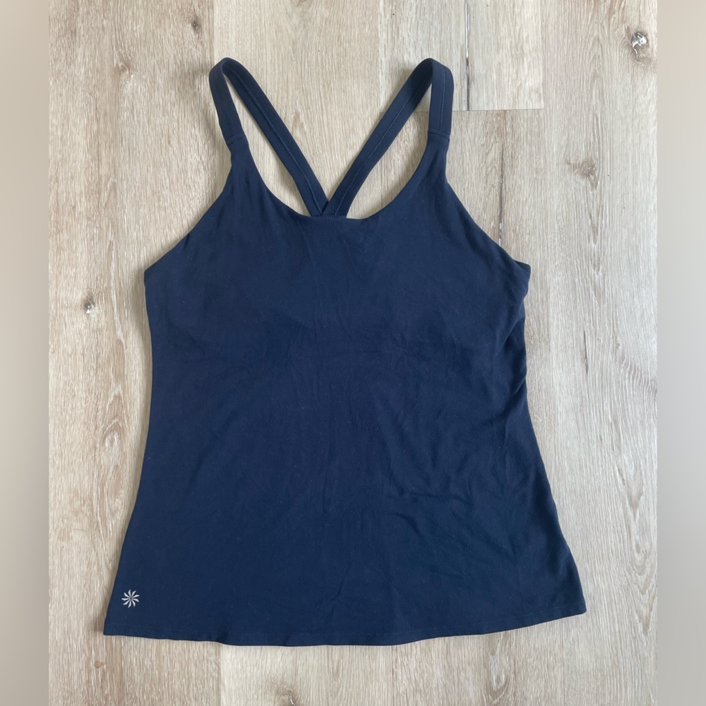 Navy Blue Workout Tank Athleta Size XL  shelf bra